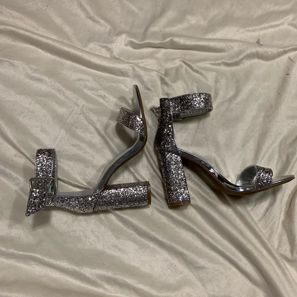 Sparkle Silver Glitter Heels 7.5